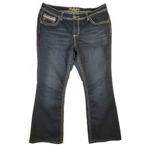 Love Indigo Premium Bootcut Jeans Womens 16 Dark Wash Embellished Pockets